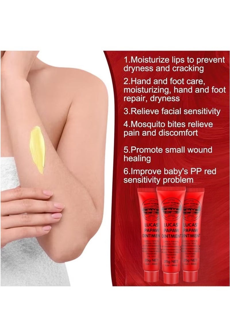 LUCAS 3-Pack Papaya Ointment, Multifunctional Moisturising Nourishing Papaw Cream for Skin, Lips, Hands and Cuts 25g*3 - Image 2