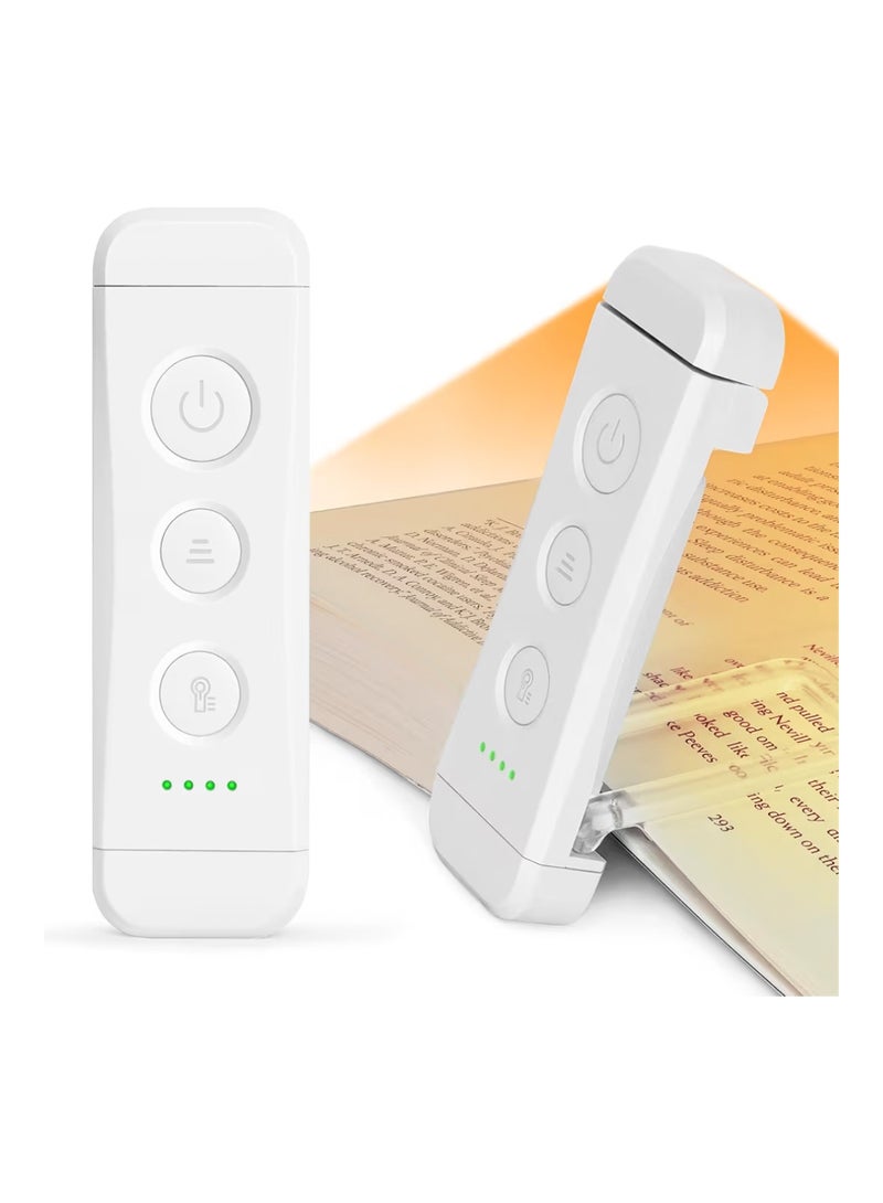 Glocusent USB Rechargeable Book Light for Reading in Bed, Portable Clip-on LED Reading Light, 3 Amber Colors & 5 Brightness Dimmable, Compact & Long Lasting, Perfect for Book Lovers, Kids（White） - Image 1