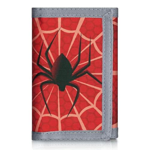 JONYEE Kids Wallet for Boys Ages 4-18, Novelty Trifold Wallet with Key Chain and Zipper Coin Pocket for Teens Children Girls Toddler, Canvas Wallet for Outdoors Sports Birthday Gifts-Web - Image 1