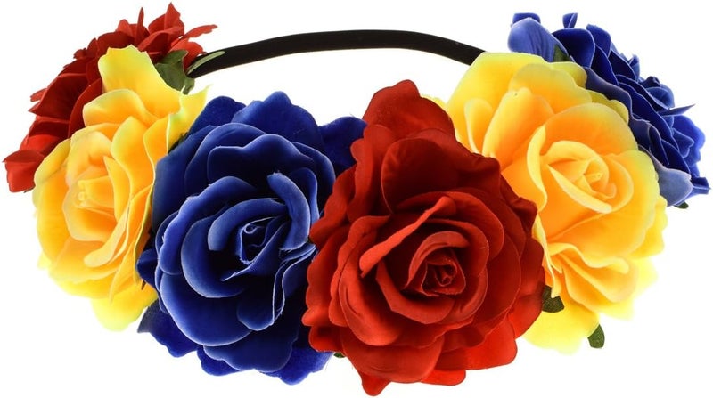 June Bloomy Rose Floral Crown Garland Flower Headband Headpiece for Wedding Festival