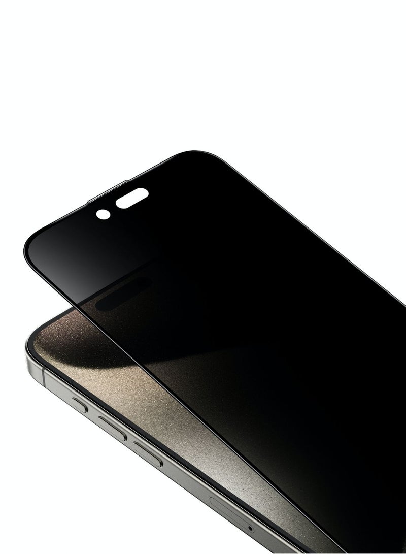 GREEN LION ANTHONY 360° Privacy Screen Protector 4-Way Anti-Peeping Glass for iPhone 15 Pro / Extreme Durability / Grease Resistance / Anti Fingerprint / Anti Peeping / Anti-Scratch - Black Edge/Privacy - Image 1