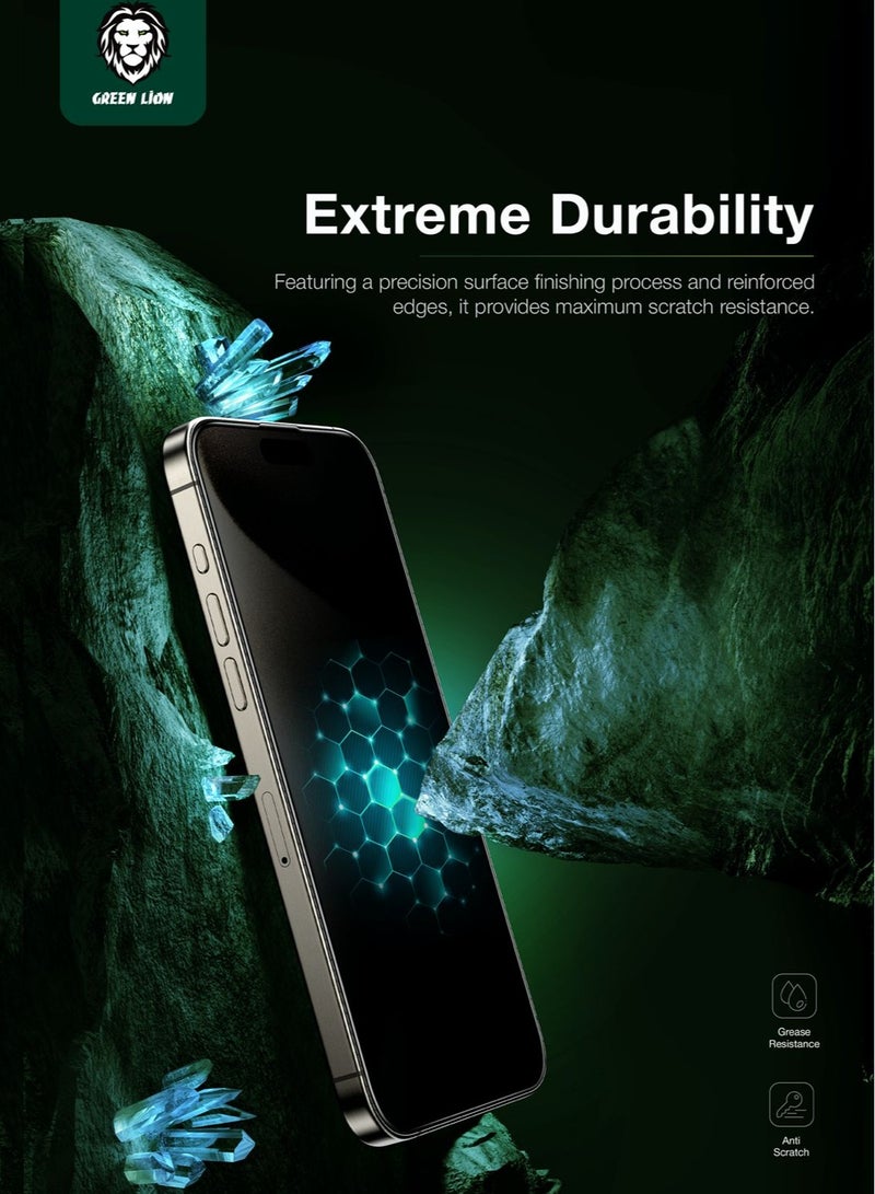 GREEN LION ANTHONY 360° Privacy Screen Protector 4-Way Anti-Peeping Glass for iPhone 15 Pro / Extreme Durability / Grease Resistance / Anti Fingerprint / Anti Peeping / Anti-Scratch - Black Edge/Privacy - Image 3