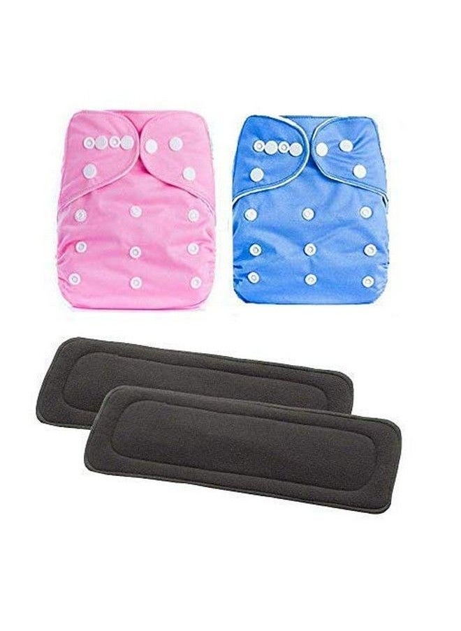 DOMENICO Washable Baby Diaper Premium Cloth Diaper Reusable Diaper Washable Diaper Adjustable Size Waterproof Pocket Cloth Diaper Nappie(2 Diaper2 Insert)(Assorted Color)  - Image 2