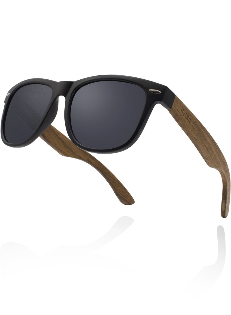 يورايز نظارات شمسية رجاليه و نسائيه مستقطبة بإطار مصنوع يدويا من الخشب الطبيعي نظارة شمس للرجال و للنساء بولارايزد للحماية من اشعة الشمس الفوق بنفسجية 400 - Image 1