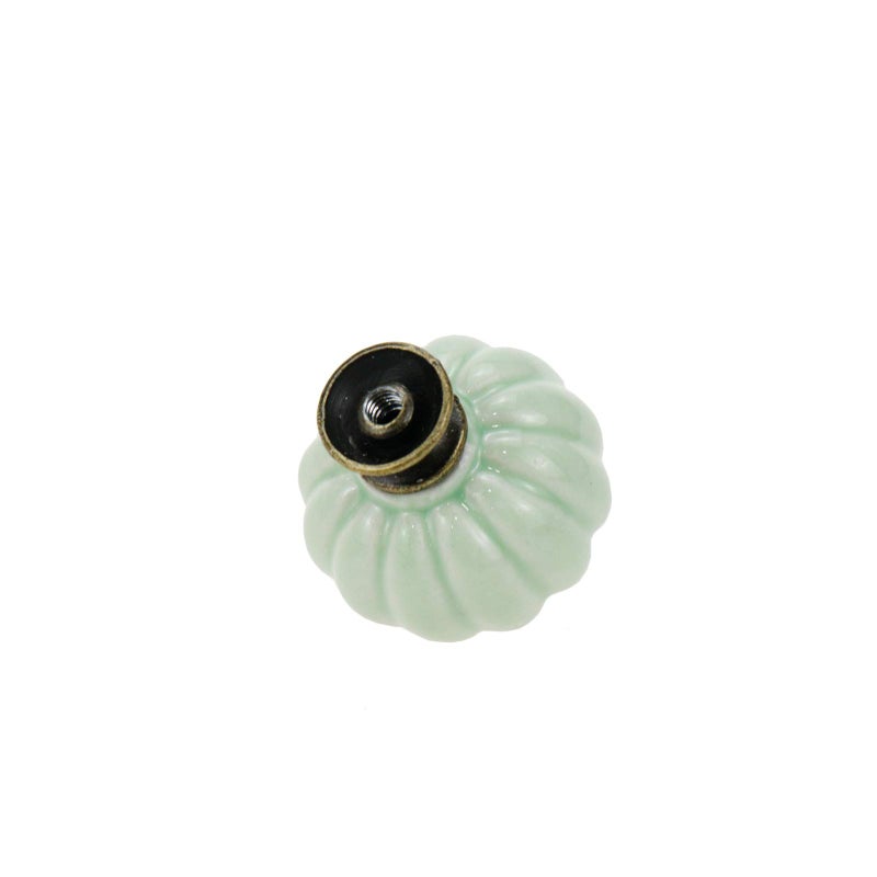 Geesatis 10 Pcs Furniture Ceramic Pumpkin Shape Knobs Retro Style Handles For Cabinet Closet Drawer Cupboard, Light Green - Image 4