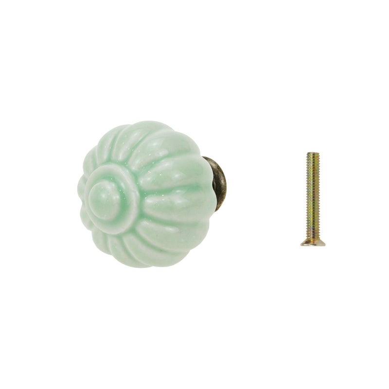Geesatis 10 Pcs Furniture Ceramic Pumpkin Shape Knobs Retro Style Handles For Cabinet Closet Drawer Cupboard, Light Green - Image 5