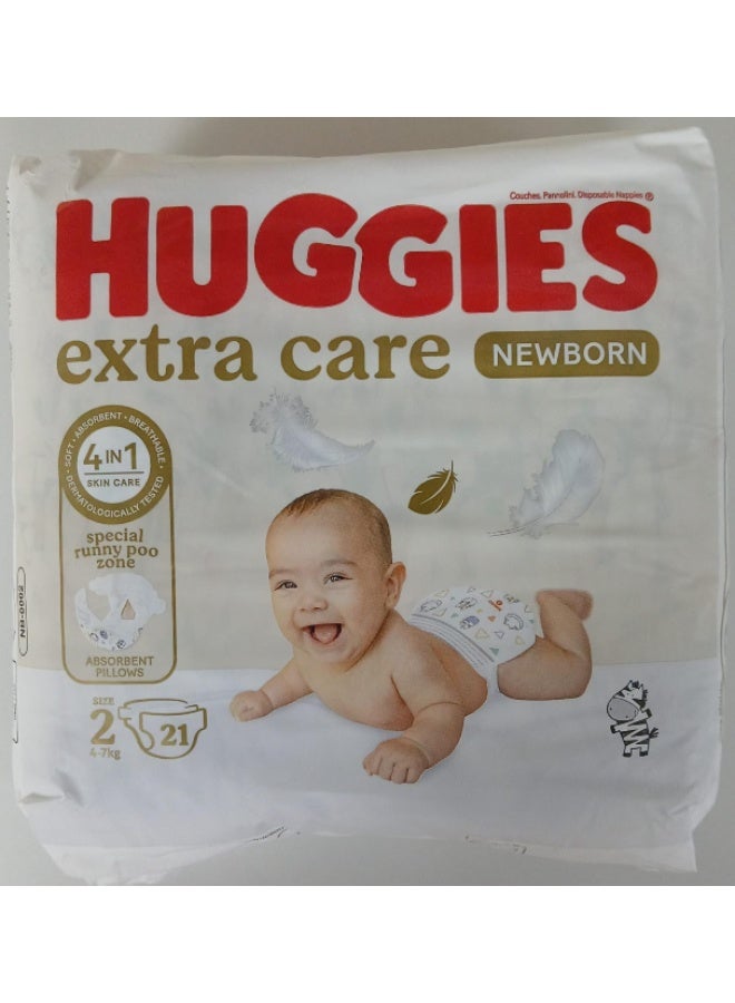 Huggies Extra Care Newborn Diapers Size 2, 21s 4-7 kg