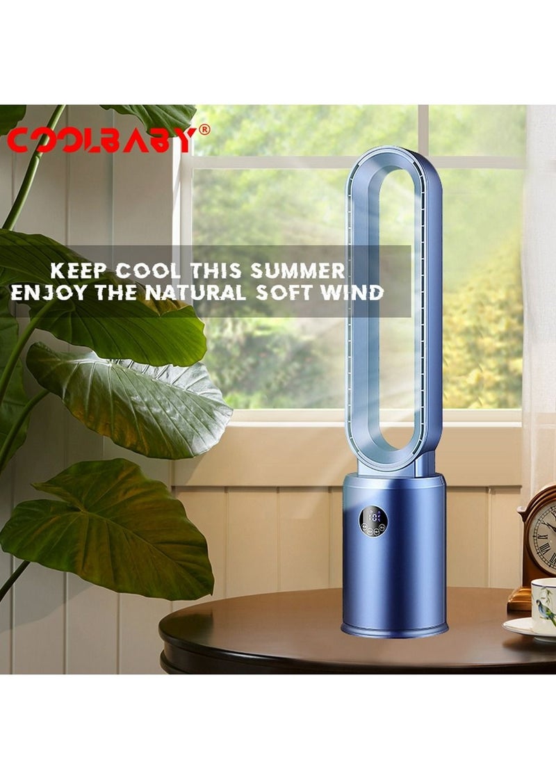 Cool Baby - COOLBABY Tower Bladeless Fan, LED Touch Screen, 9 Hours Timer, 3 Modes 3 Speed Purification Fan with Filter, 120° Wide Angle Air Supply, Negative Ion Air Purification, Whole House Circulation Air - Image 1