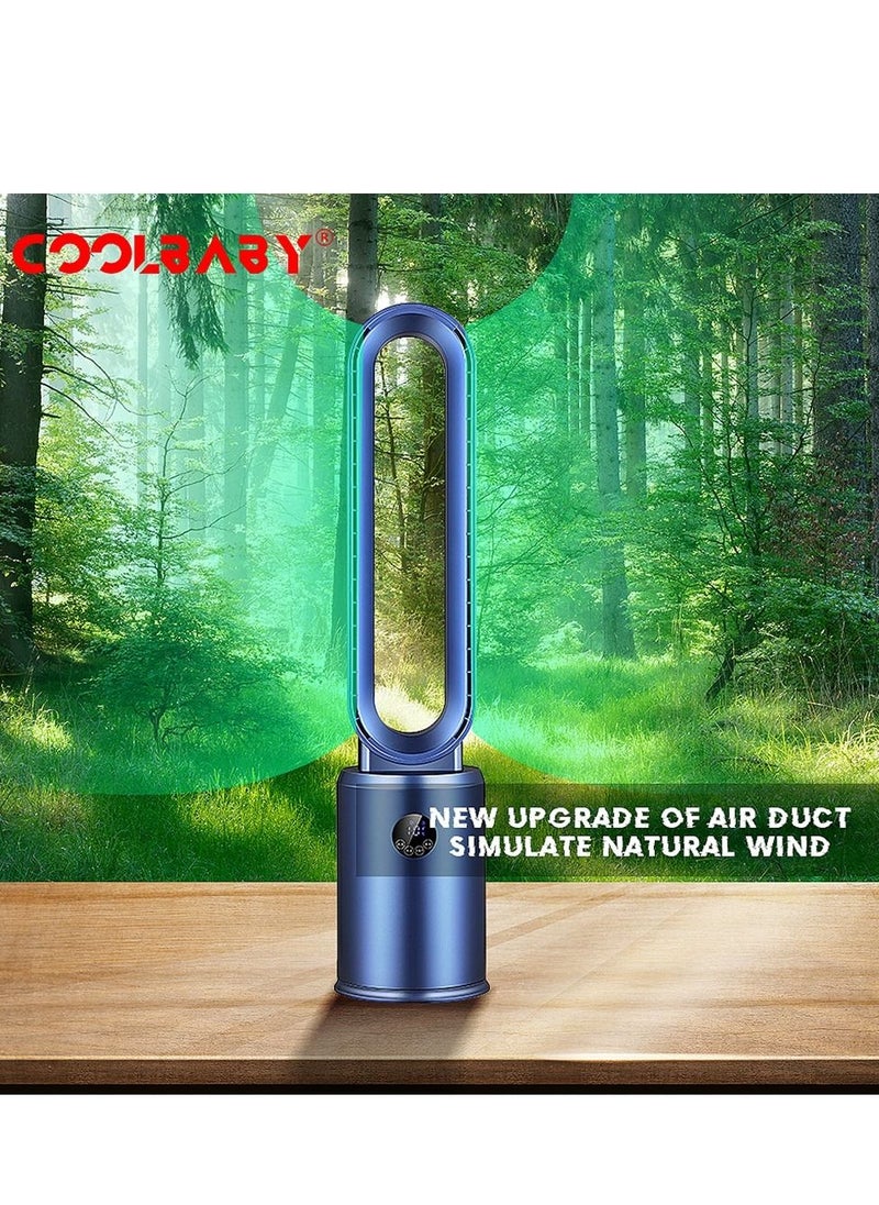 Cool Baby - COOLBABY Tower Bladeless Fan, LED Touch Screen, 9 Hours Timer, 3 Modes 3 Speed Purification Fan with Filter, 120° Wide Angle Air Supply, Negative Ion Air Purification, Whole House Circulation Air - Image 1