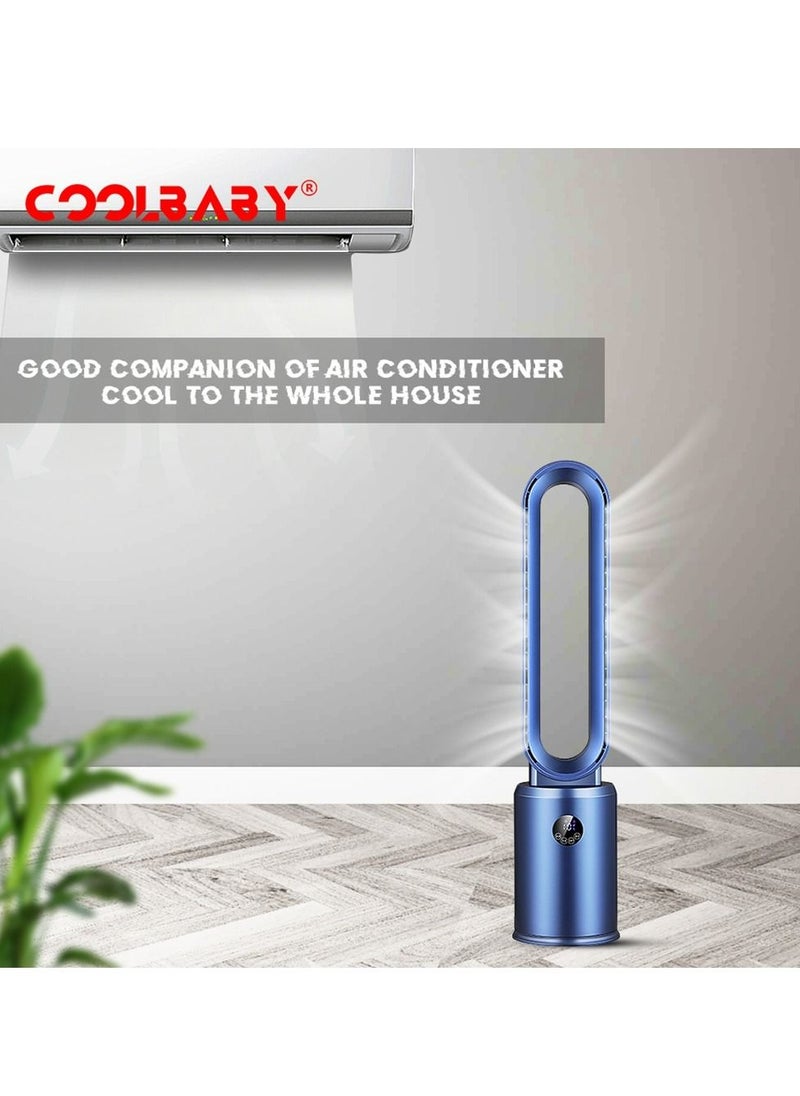 Cool Baby - COOLBABY Tower Bladeless Fan, LED Touch Screen, 9 Hours Timer, 3 Modes 3 Speed Purification Fan with Filter, 120° Wide Angle Air Supply, Negative Ion Air Purification, Whole House Circulation Air - Image 1