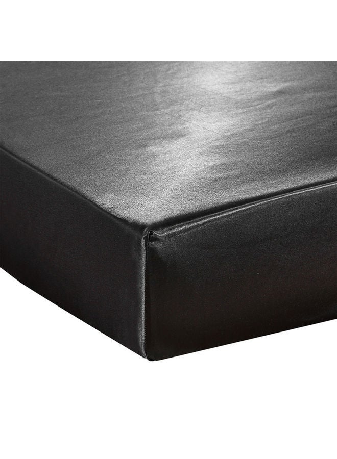 NIBEMINENT Well-made Soft Silk Fitted Sheet Cover Polyester Black 37.00 x 3.00 28.00cm - Image 3