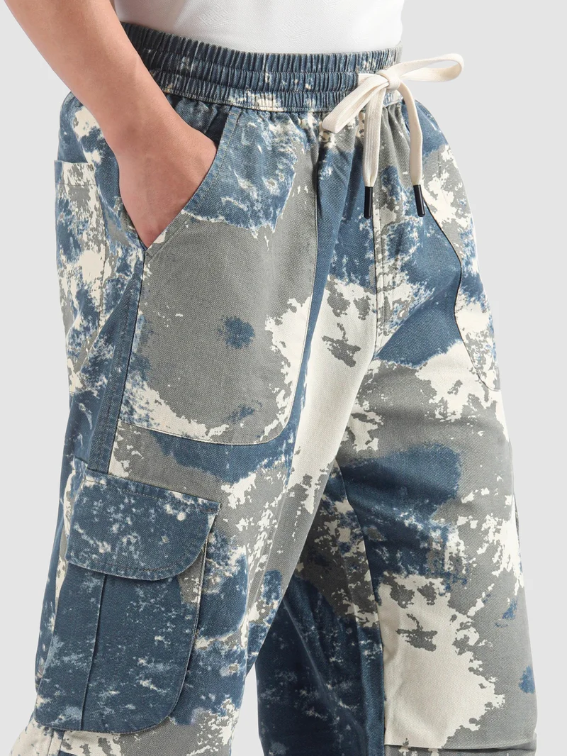 Beyoung Blue Oversized Camo Cargo Pants
