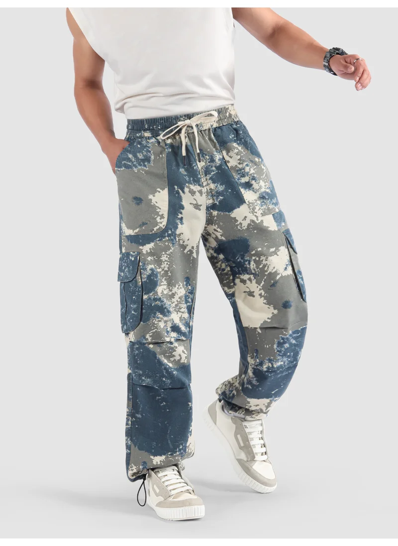 بيونغ Blue Oversized Camo Cargo Pants