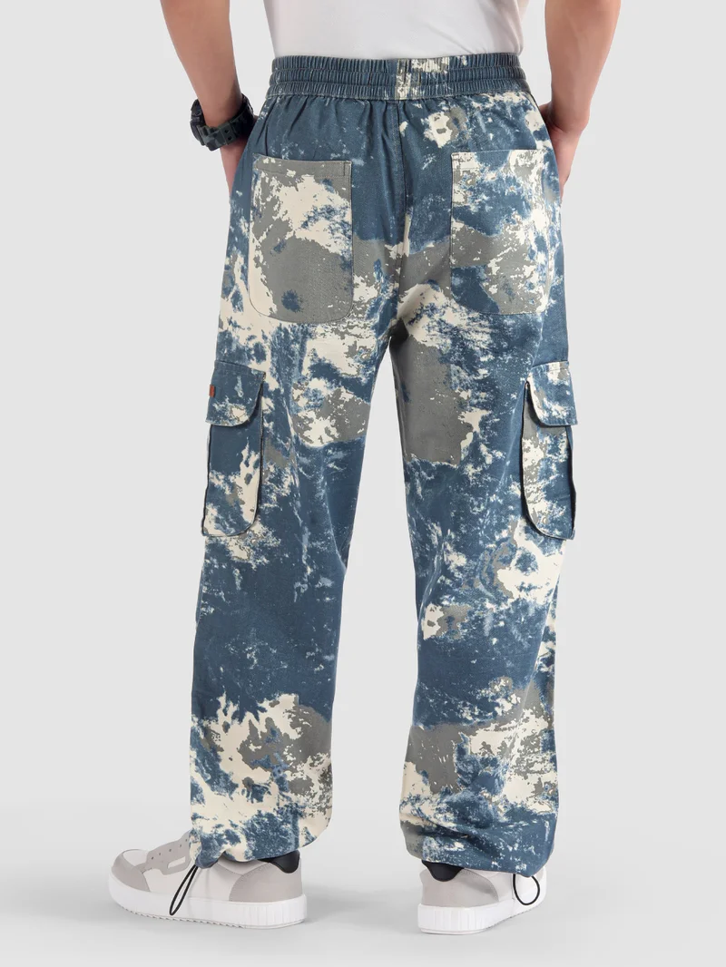 Beyoung Blue Oversized Camo Cargo Pants