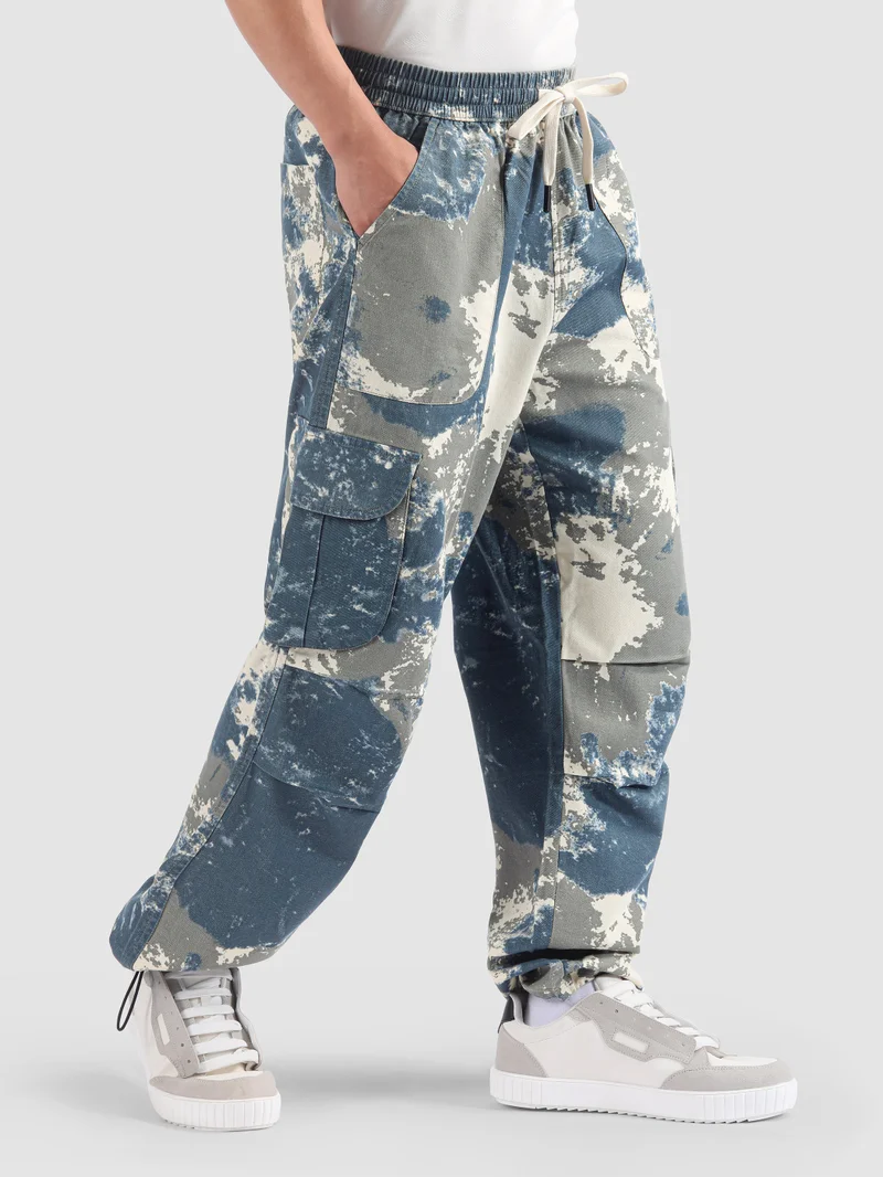 Beyoung Blue Oversized Camo Cargo Pants