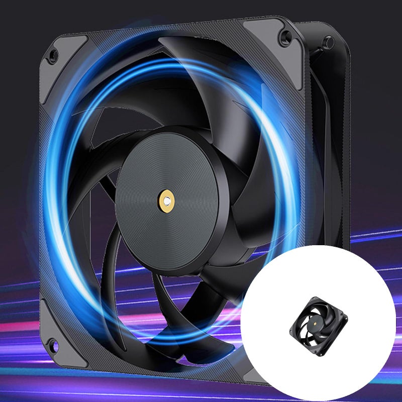 أسود 120 ملم مروحة كمبيوتر هادئة مع تحكم تلقائي في درجة الحرارة ومحمل هيدروليكي LED - Image 3