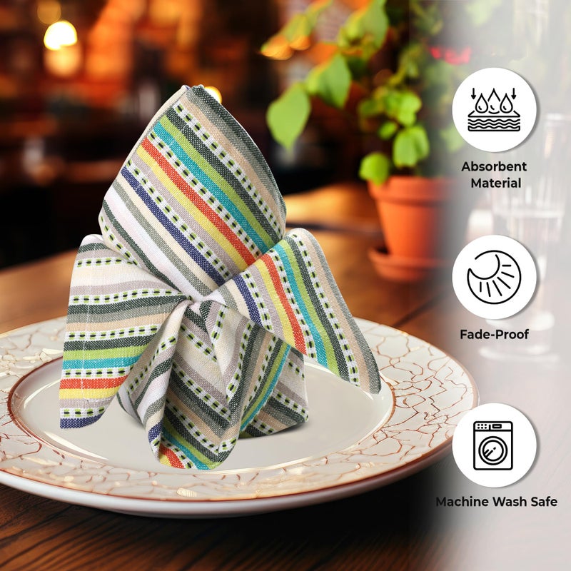 فيلا الحضرية فيلا الحضرية (مجموعة من 12 20 × 20 بوصة) مناديل عشاء مناديل Dobby Cloth Cloth Napkins Beige Multi Color Dener  - Image 2