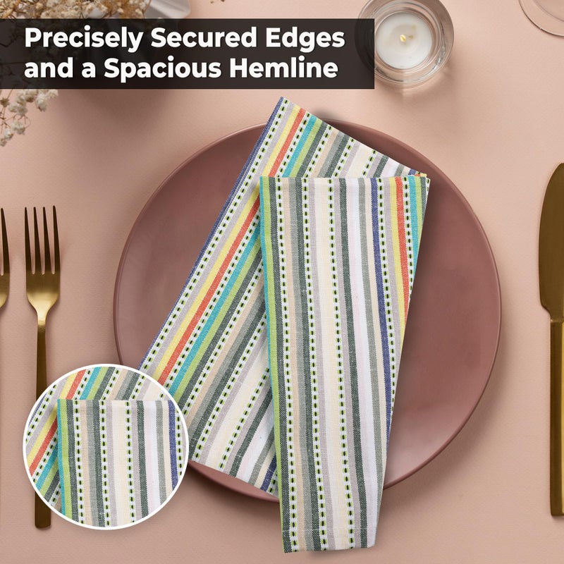فيلا الحضرية فيلا الحضرية (مجموعة من 12 20 × 20 بوصة) مناديل عشاء مناديل Dobby Cloth Cloth Napkins Beige Multi Color Dener  - Image 5