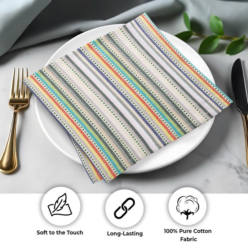فيلا الحضرية فيلا الحضرية (مجموعة من 12 20 × 20 بوصة) مناديل عشاء مناديل Dobby Cloth Cloth Napkins Beige Multi Color Dener  - Image 4