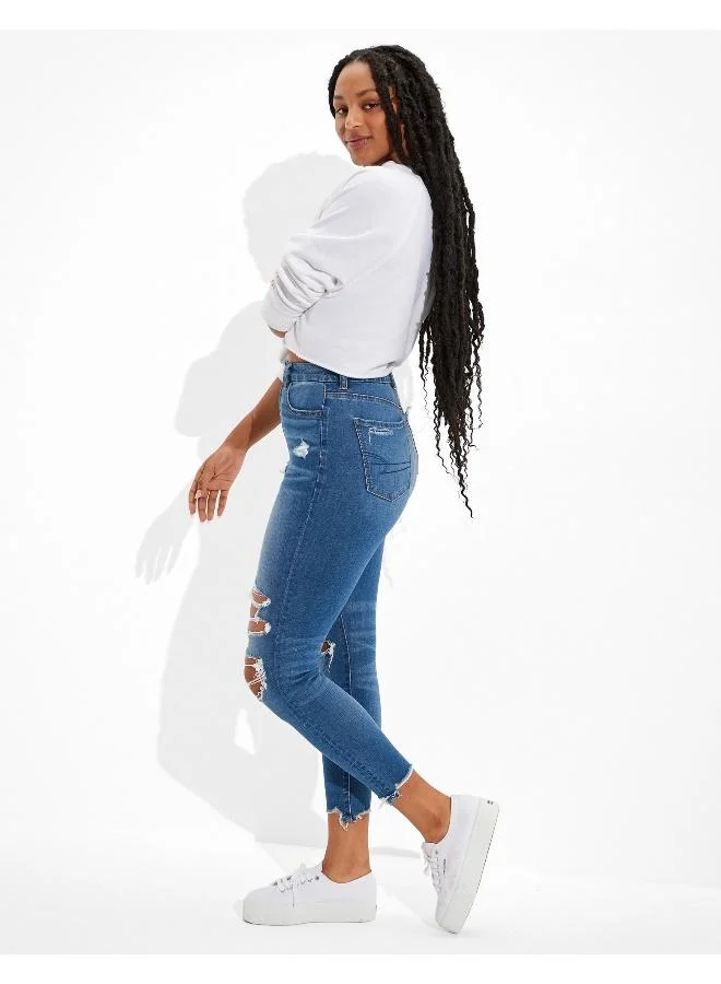 American Eagle AE Dream Ripped Curvy High-Waisted Jegging Crop