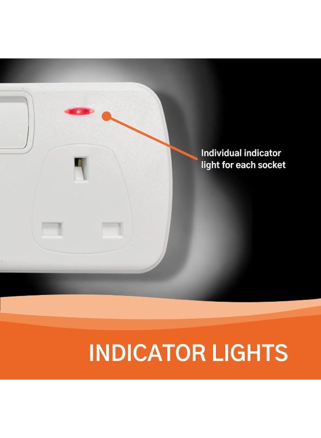 KISTENMACHER 3-Way Lightweight Wall Socket Adapter White 17.2 x 26 x 3.6 cm EGK 603B  - Image 4