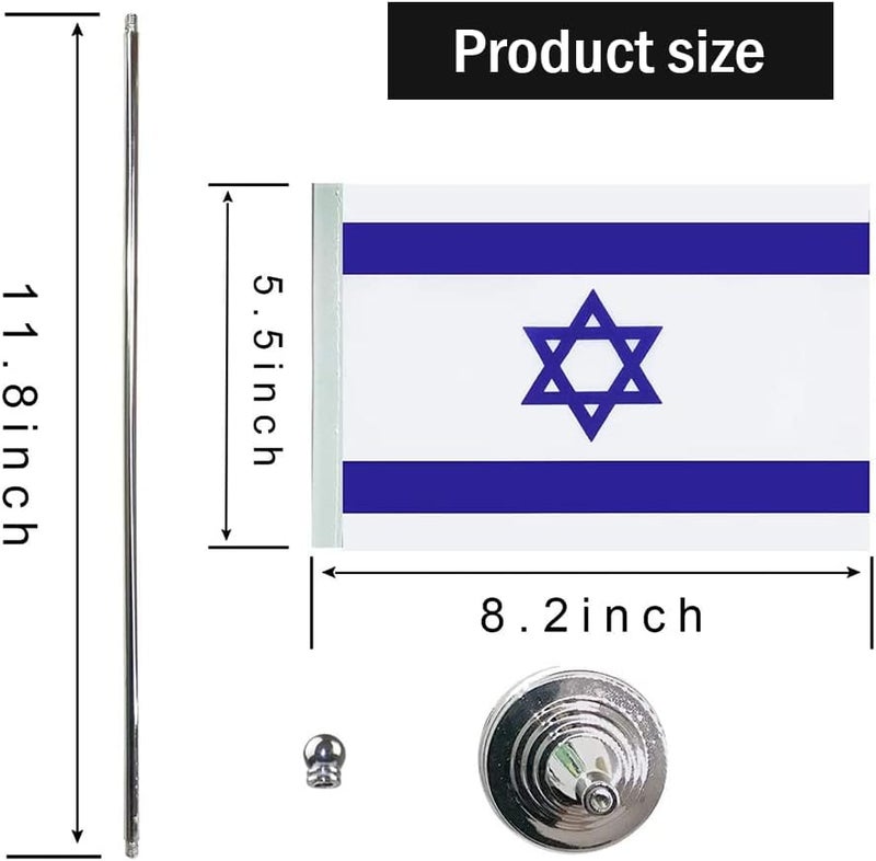 mflagperft Israel Flag Israeli Flags, Small Mini Israeli Desk Flag, Used for Table Office Classroom Home Patriotic Events Decorations - Image 2