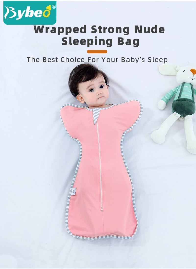 Bybeo - Baby Swaddle Blanket Sack, Infant Swaddling Wrap, Baby Sleepsack, Newborn Sleeping Bag with Arms Free Design for Girls and Boys, 100% Breathable Cotton 0-6Months - Image 1