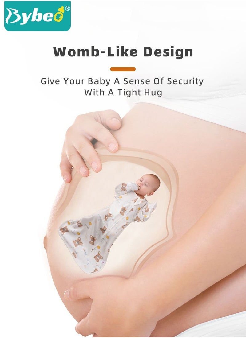 Bybeo - Baby Swaddle Blanket Sack, Infant Swaddling Wrap, Baby Sleepsack, Newborn Sleeping Bag with Arms Free Design for Girls and Boys, 100% Breathable Cotton 0-6Months - Image 1