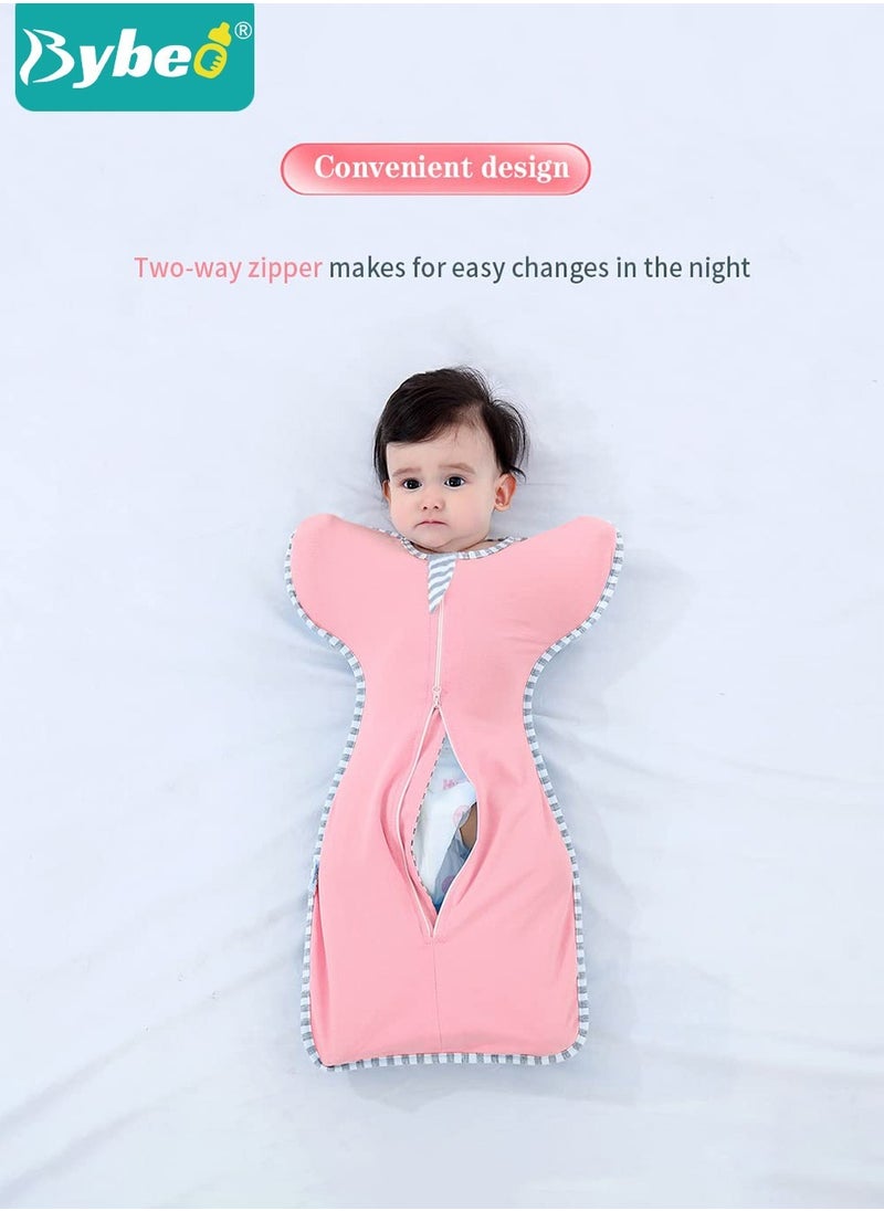 Bybeo - Baby Swaddle Blanket Sack, Infant Swaddling Wrap, Baby Sleepsack, Newborn Sleeping Bag with Arms Free Design for Girls and Boys, 100% Breathable Cotton 0-6Months - Image 1