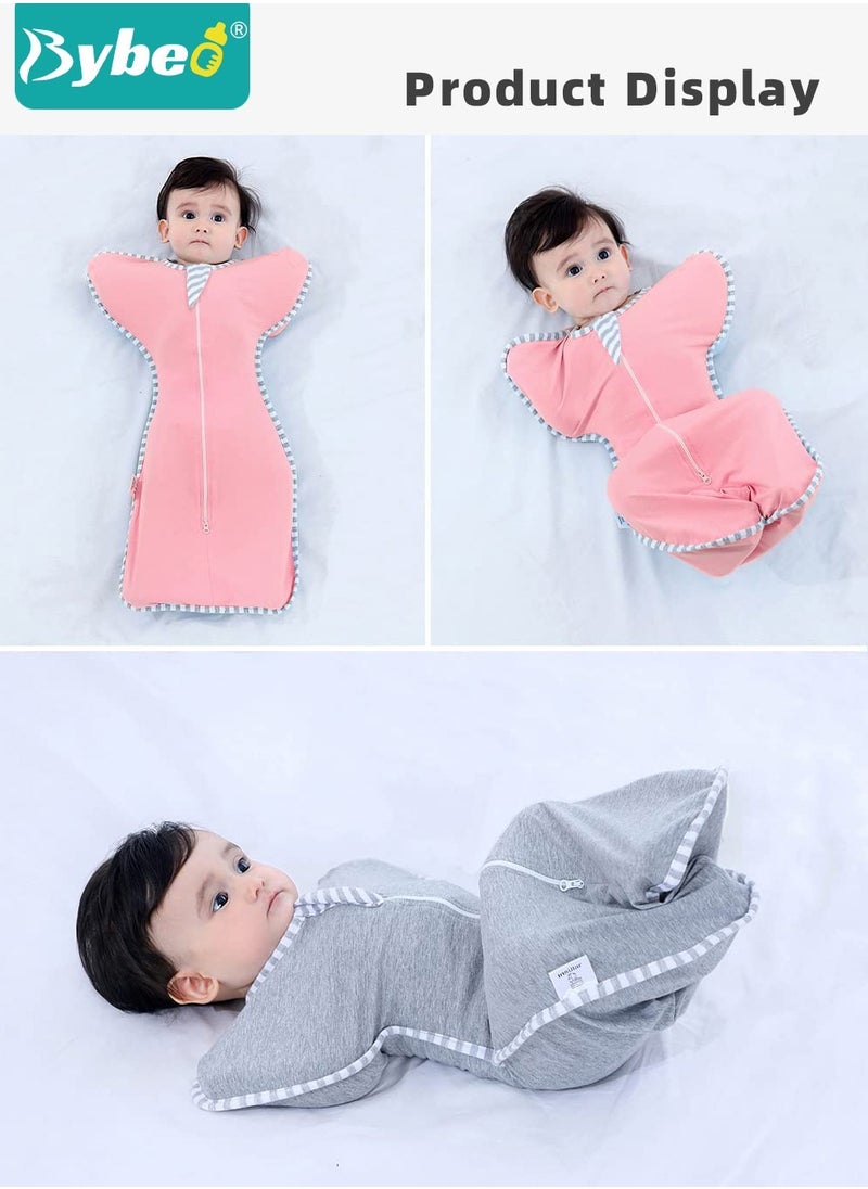 Bybeo - Baby Swaddle Blanket Sack, Infant Swaddling Wrap, Baby Sleepsack, Newborn Sleeping Bag with Arms Free Design for Girls and Boys, 100% Breathable Cotton 0-6Months - Image 1