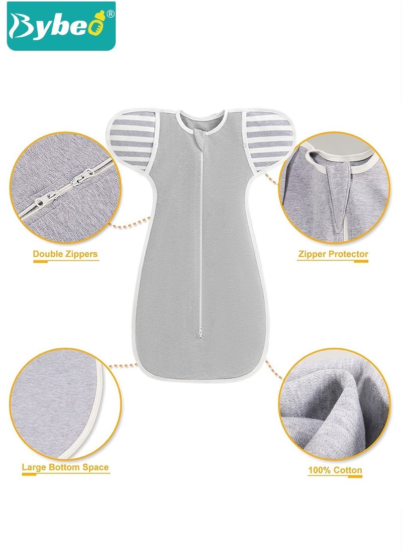 Bybeo - Baby Swaddle Blanket Sack, Infant Swaddling Wrap, Baby Sleepsack, Newborn Sleeping Bag with Arms Free Design for Girls and Boys, 100% Breathable Cotton 0-6Months - Image 1