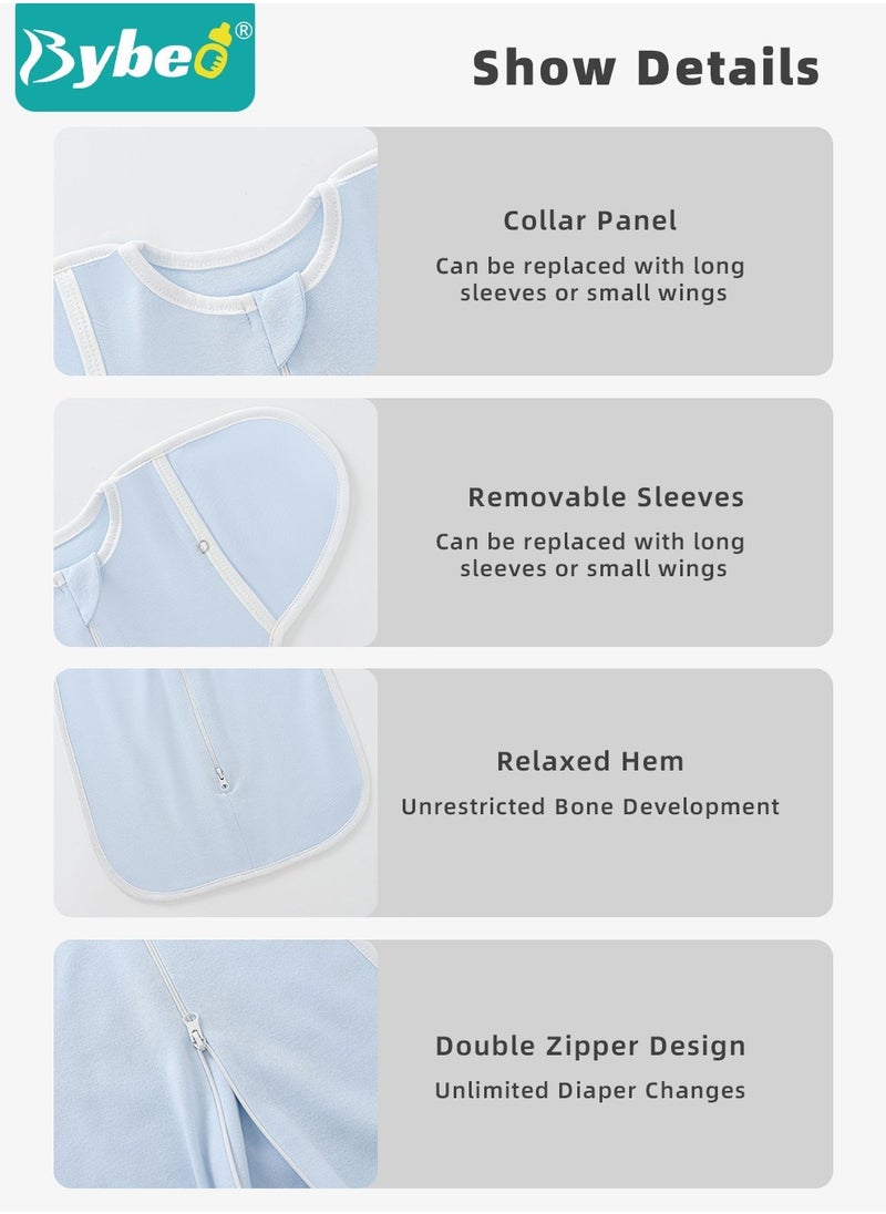 Bybeo - Baby Swaddle Blanket Sack, Infant Swaddling Wrap, Baby Sleepsack, Newborn Sleeping Bag with Arms Free Design for Girls and Boys, 100% Breathable Cotton 0-6Months - Image 1