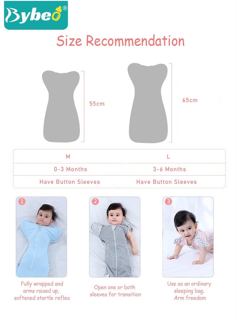Bybeo - Baby Swaddle Blanket Sack, Infant Swaddling Wrap, Baby Sleepsack, Newborn Sleeping Bag with Arms Free Design for Girls and Boys, 100% Breathable Cotton 0-6Months - Image 1
