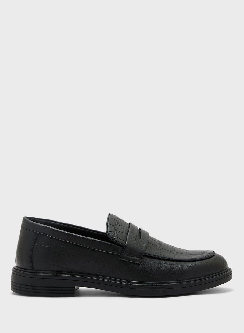 Robert Wood Croc Emboss Detail Formal Slip Ons - Image 1