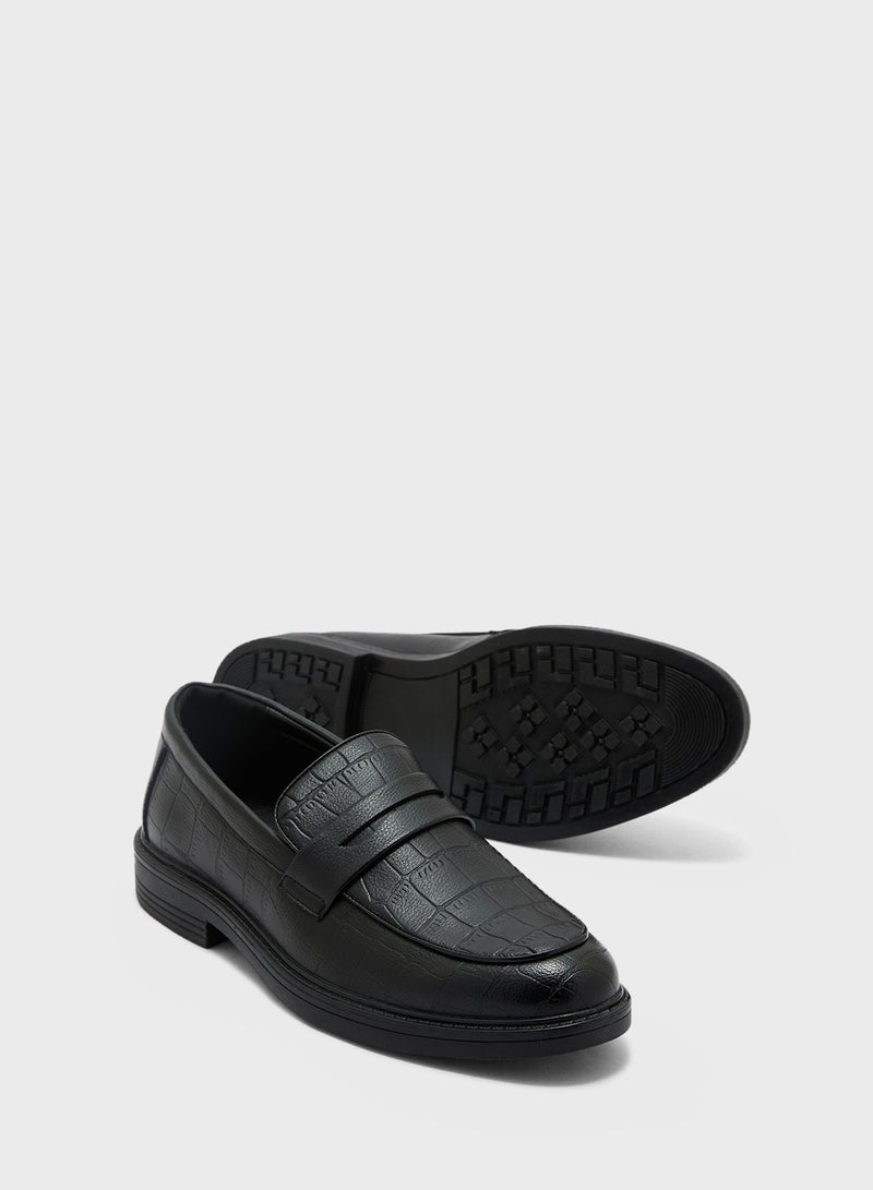Robert Wood Croc Emboss Detail Formal Slip Ons - Image 3