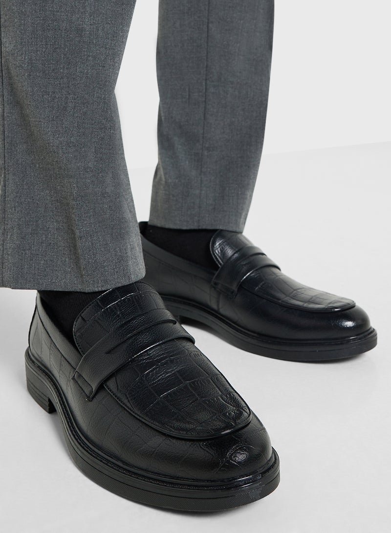 Robert Wood Croc Emboss Detail Formal Slip Ons - Image 5