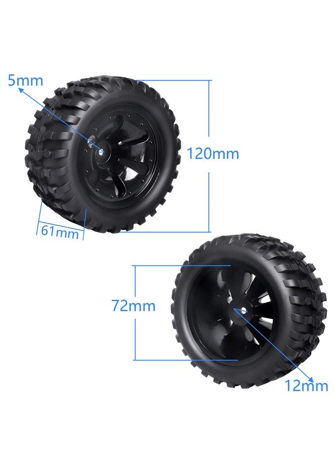 Hobbypark Pre-Glued 12Mm Hex 1/10 Scale Rc Truck Tires And Wheels For Traxxas Rustler Stampede 4X4 Vxl 2Wd, Redcat Volcano Epx Pro S30 Blackout Xte Pro, Mounted With Foam Inserts (4-Pack) - Image 2