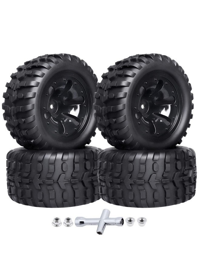 Hobbypark Pre-Glued 12Mm Hex 1/10 Scale Rc Truck Tires And Wheels For Traxxas Rustler Stampede 4X4 Vxl 2Wd, Redcat Volcano Epx Pro S30 Blackout Xte Pro, Mounted With Foam Inserts (4-Pack) - Image 1