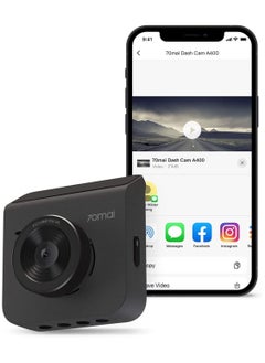 70mai A400 Car Dash Cam, 1440p Front Only, WDR, Night Vision, G-Sensor, App Playback & Share, Optional Parking Monitoring