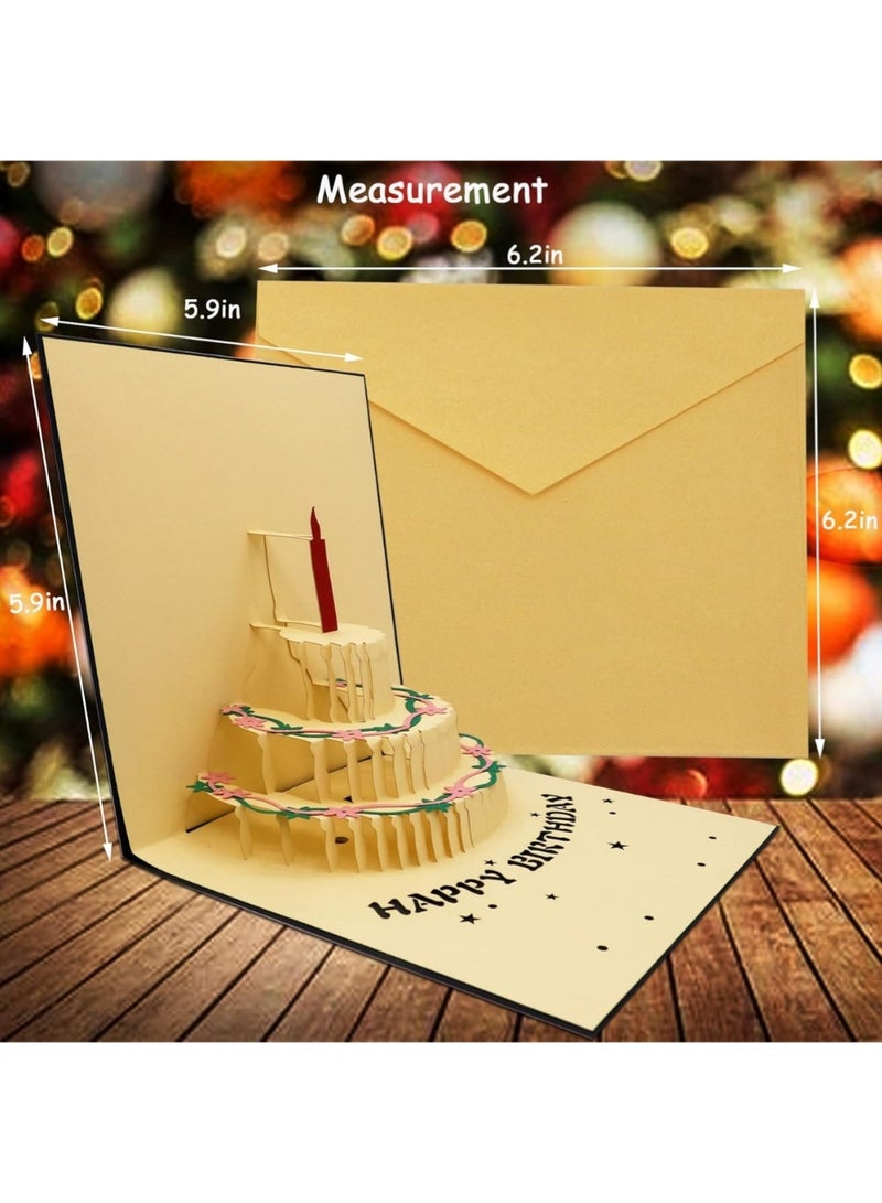 LIMOS Auto-Play Music Birthday Gift Card, Plays Pure Song 'Happy Birthday to You’, Funny Pop Up Birthday Cards, 3D Musical Happy Birthday Cake Card for Mom, Dad, Wife, Husband, Kids, Friends (1 Pack, Blue) - Image 3