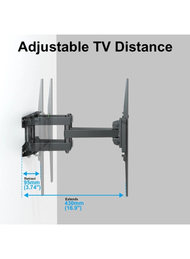 BEETEC TF-P44 TV Wall Mount for 32–65 Inch TVs, Full Motion Dual Arm Bracket With VESA Up to 400x400mm, 50kg Capacity, Tilt & Swivel, 50–510mm Extension, Black | P44 - Image 3