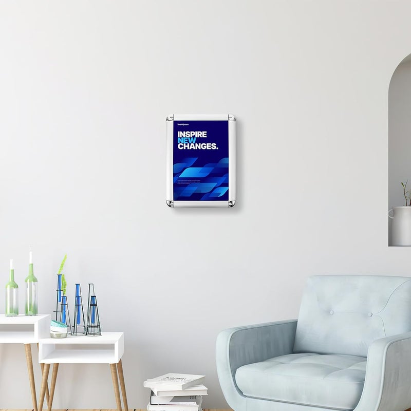 Silver Corner A4 Aluminum Open Front Photo Frame Poster Frame Wall-mounted for Home and Office - Image 5