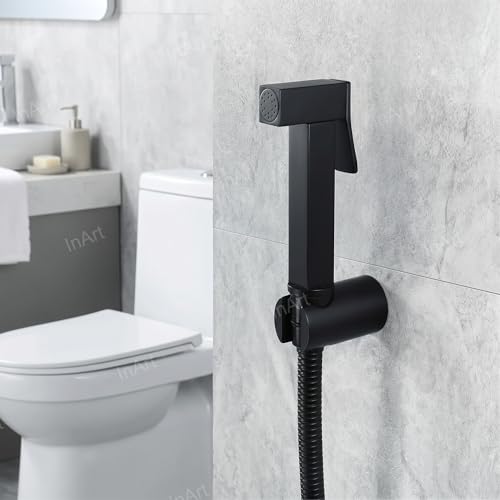 InArt Health Faucet for Bathroom, Premium Jet Spray with Hose and Holder, Superior Low Water Pressure Performance, Easy Grip Design, Durable Brass Material Black - Image 4