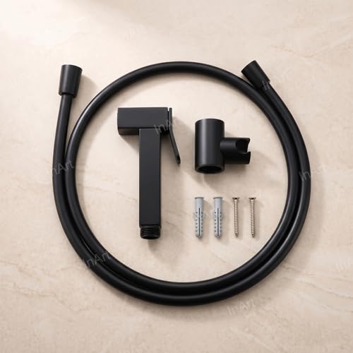 InArt Health Faucet for Bathroom, Premium Jet Spray with Hose and Holder, Superior Low Water Pressure Performance, Easy Grip Design, Durable Brass Material Black - Image 2