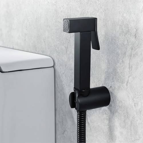 InArt Health Faucet for Bathroom, Premium Jet Spray with Hose and Holder, Superior Low Water Pressure Performance, Easy Grip Design, Durable Brass Material Black - Image 1