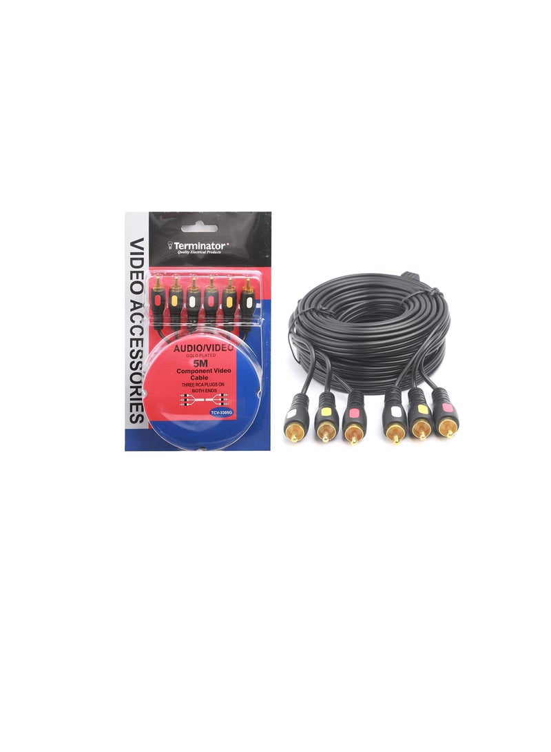 Terminator Gold Plated Component Video Cable RCA Plugs for TV, DVD, VCR 5 Meter TCV-3305G - Image 3