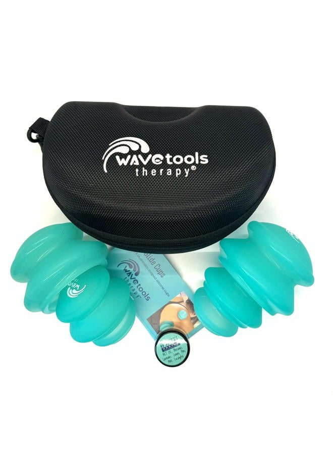 Wavetools Therapy Glide Silicone Sport Cupping set of 6 mushroom cups in case Ideal for massage, myofascial release, circulation and scars. - Image 1