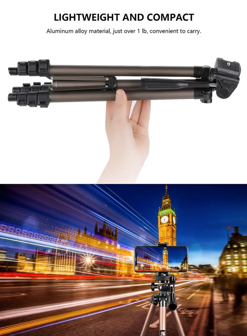 هيومان جوي حامل ثلاثي القوائم للهاتف والكاميرا قابل للتمديد مع جهاز تحكم عن بعد بتقنية البلوتوث ومشبك، حامل ثلاثي القوائم لعصا السيلفي وحامل كاميرا خارجي (51 بوصة) - Image 2