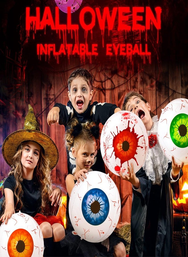 Arrowbash 10 Pcs Halloween Eyeball Pool Balloons 22 Inch Inflatable Eyeballs for Indoor and Outdoor Garden Yard Spooky Halloween Birthday Theme Party Beach Ball Decorations Supplies - Image 5