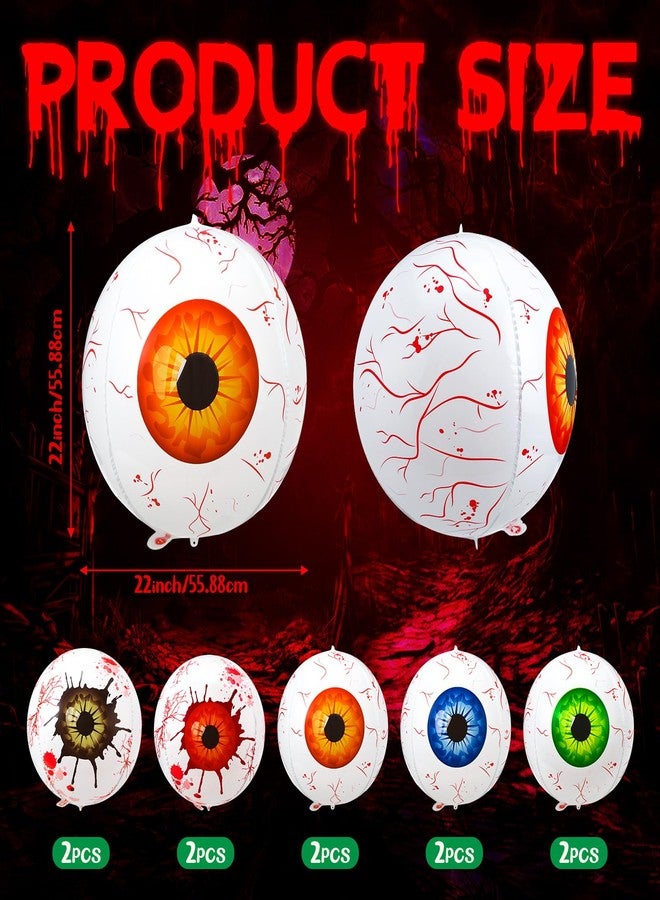 Arrowbash 10 Pcs Halloween Eyeball Pool Balloons 22 Inch Inflatable Eyeballs for Indoor and Outdoor Garden Yard Spooky Halloween Birthday Theme Party Beach Ball Decorations Supplies - Image 2